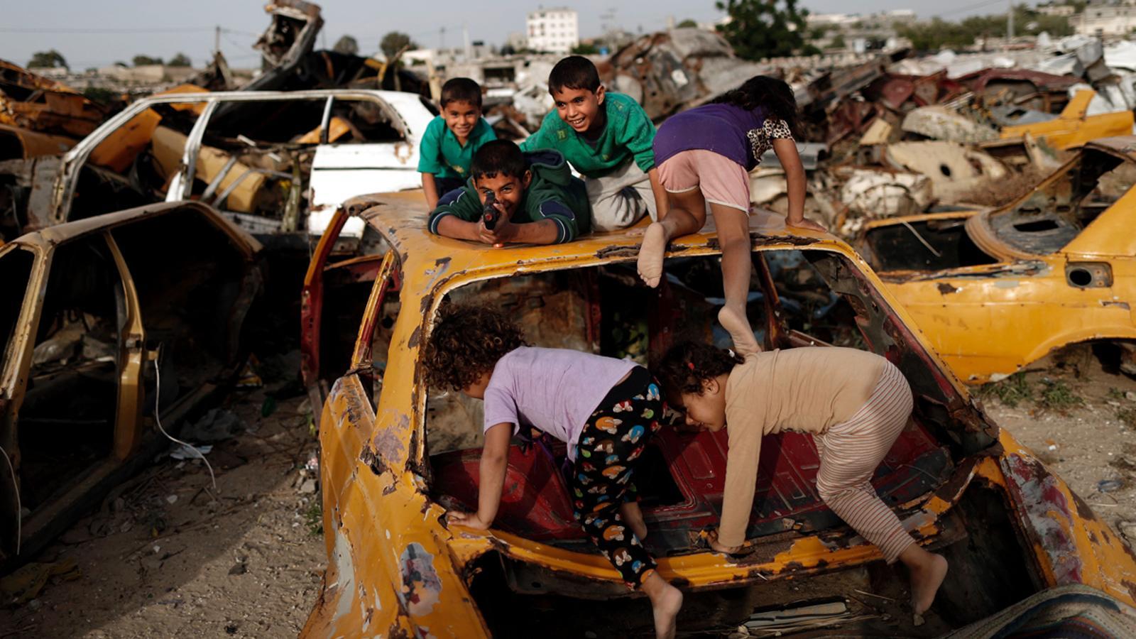 Palestinian children play in the Gaza Strip