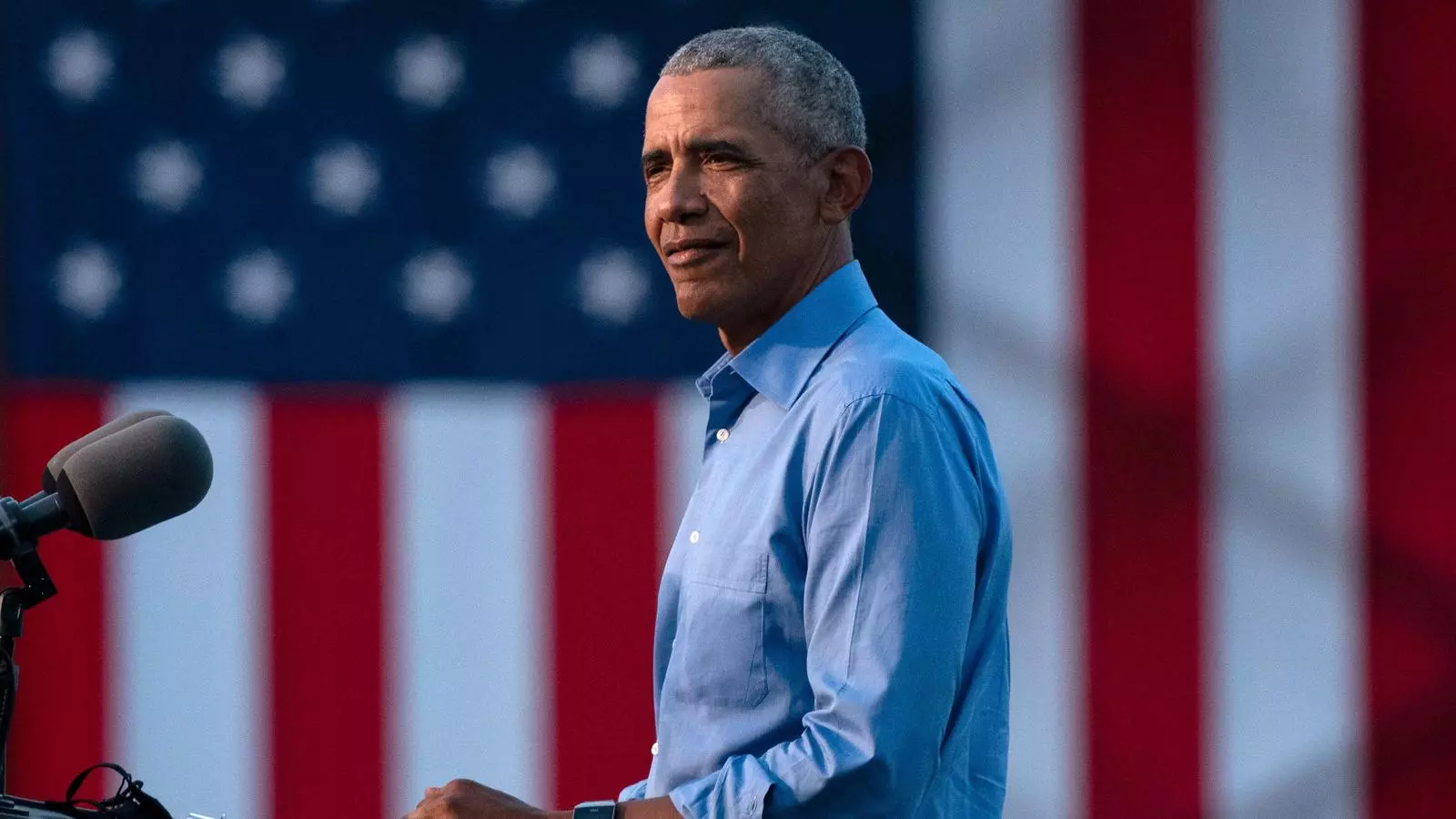 Barack Obama durant el seu discurs de campanya pro-Biden a Filadèlfia, Pennsilvània.