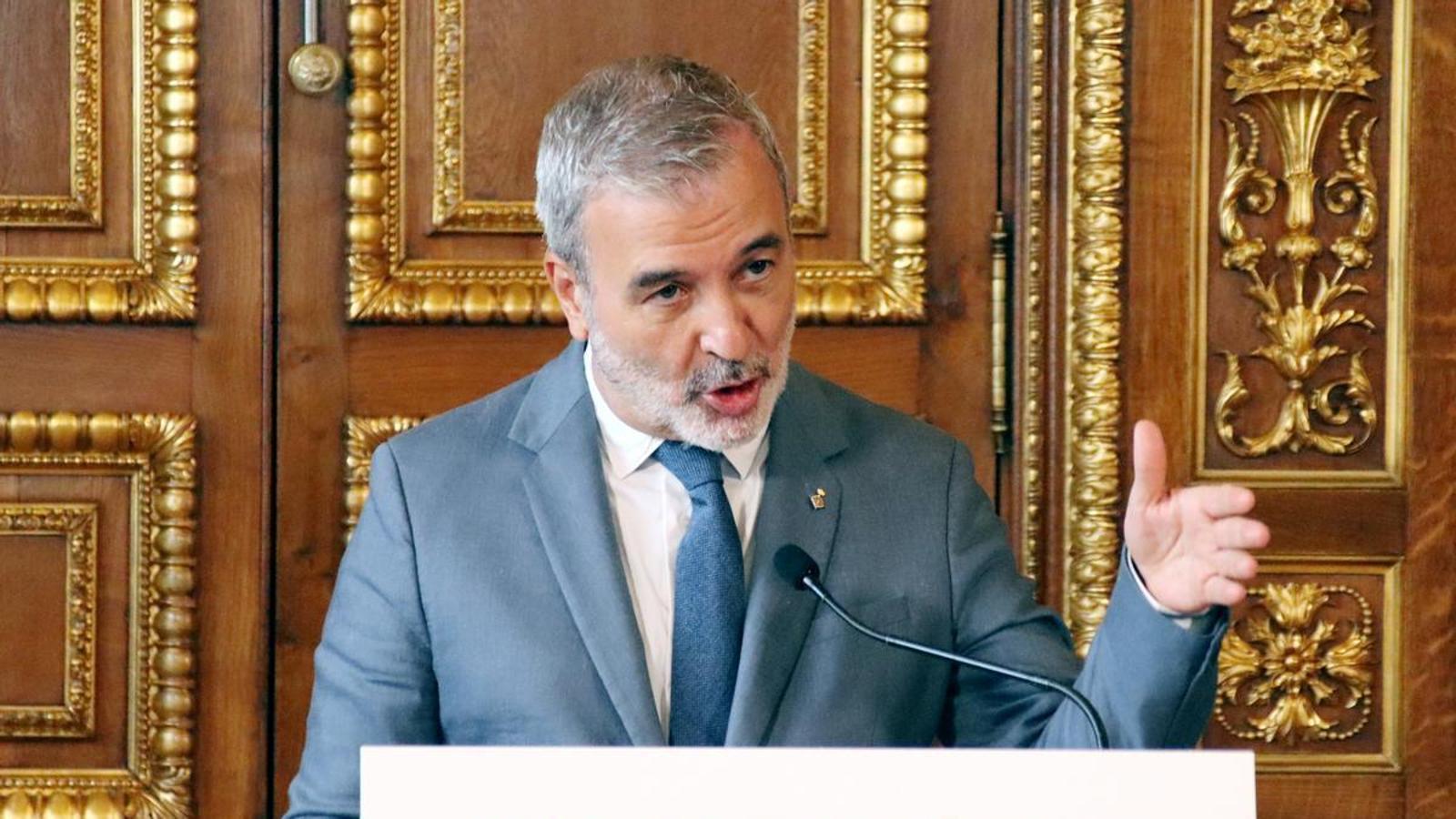 El alcalde de Barcelona, Jaume Collboni, durante una rueda de prensa este miércoles.