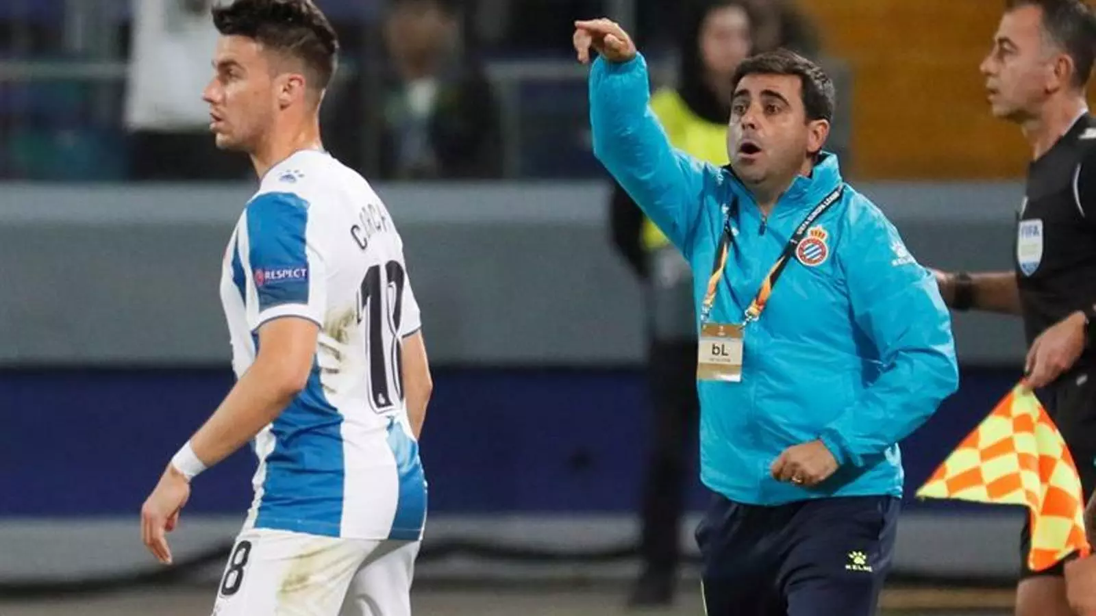 Gallego, donant indicacions durant el partit contra el CSKA Moscou