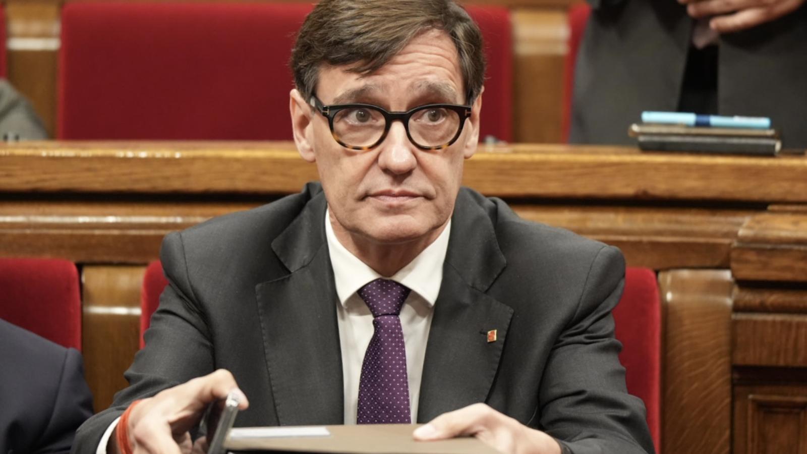 The president of the Generalitat, Salvador Illa, this Wednesday in the Parliament
