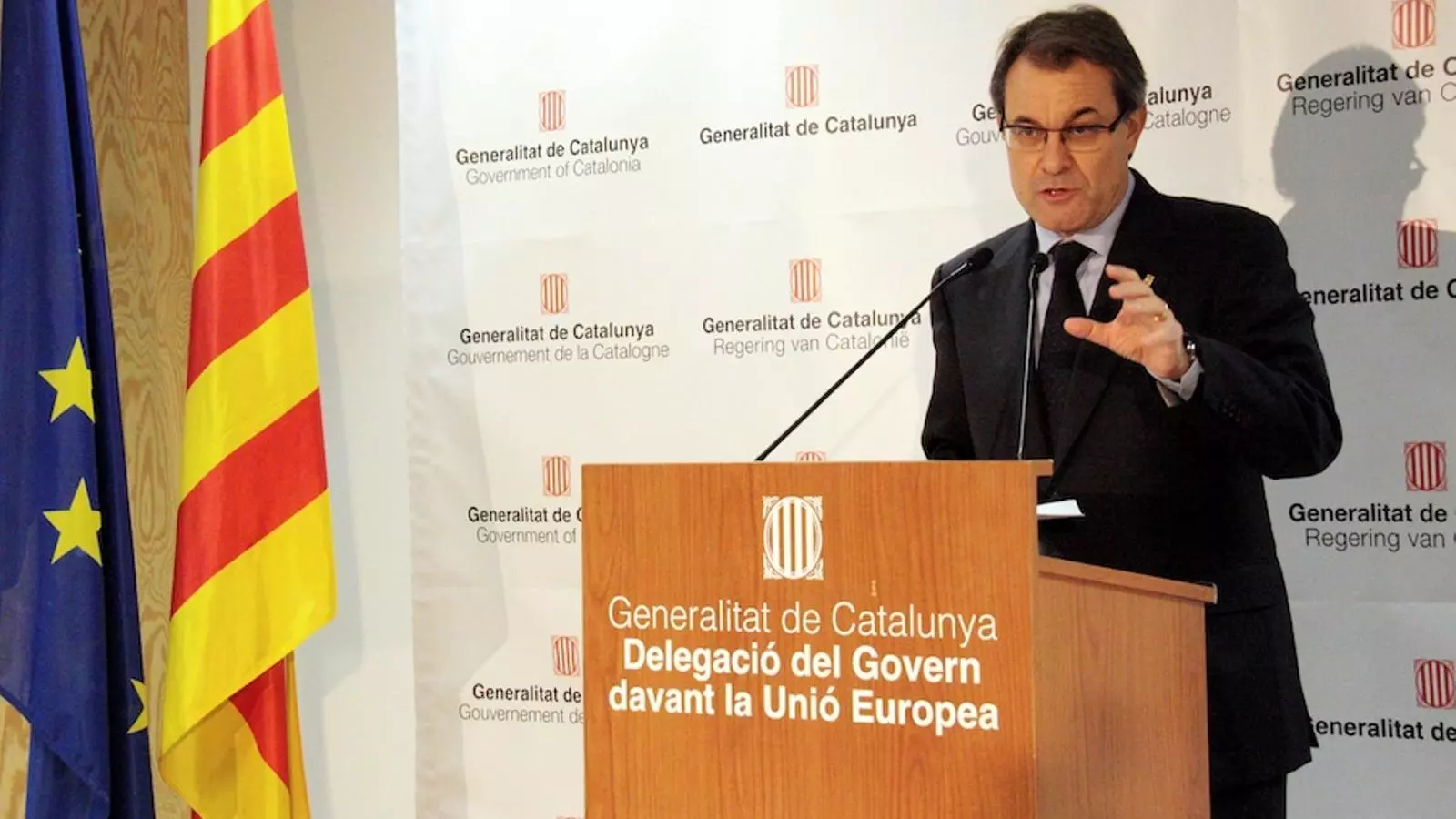 Artur Mas, en la roda de premsa prèvia a la conferència a Brussel·les / ACN