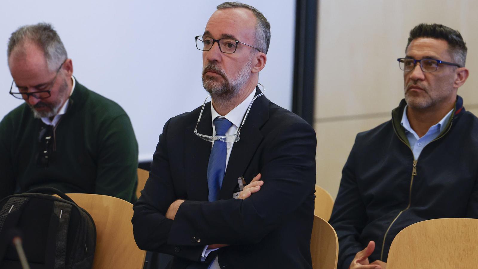 Francisco Martínez sits on the defendants' bench in the Kitchen case trial at the National Court