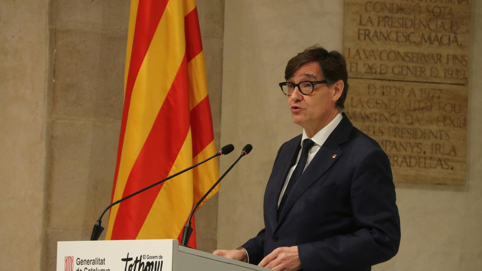 Salvador Illa during the presentation of the annual report on the Catalan economy.