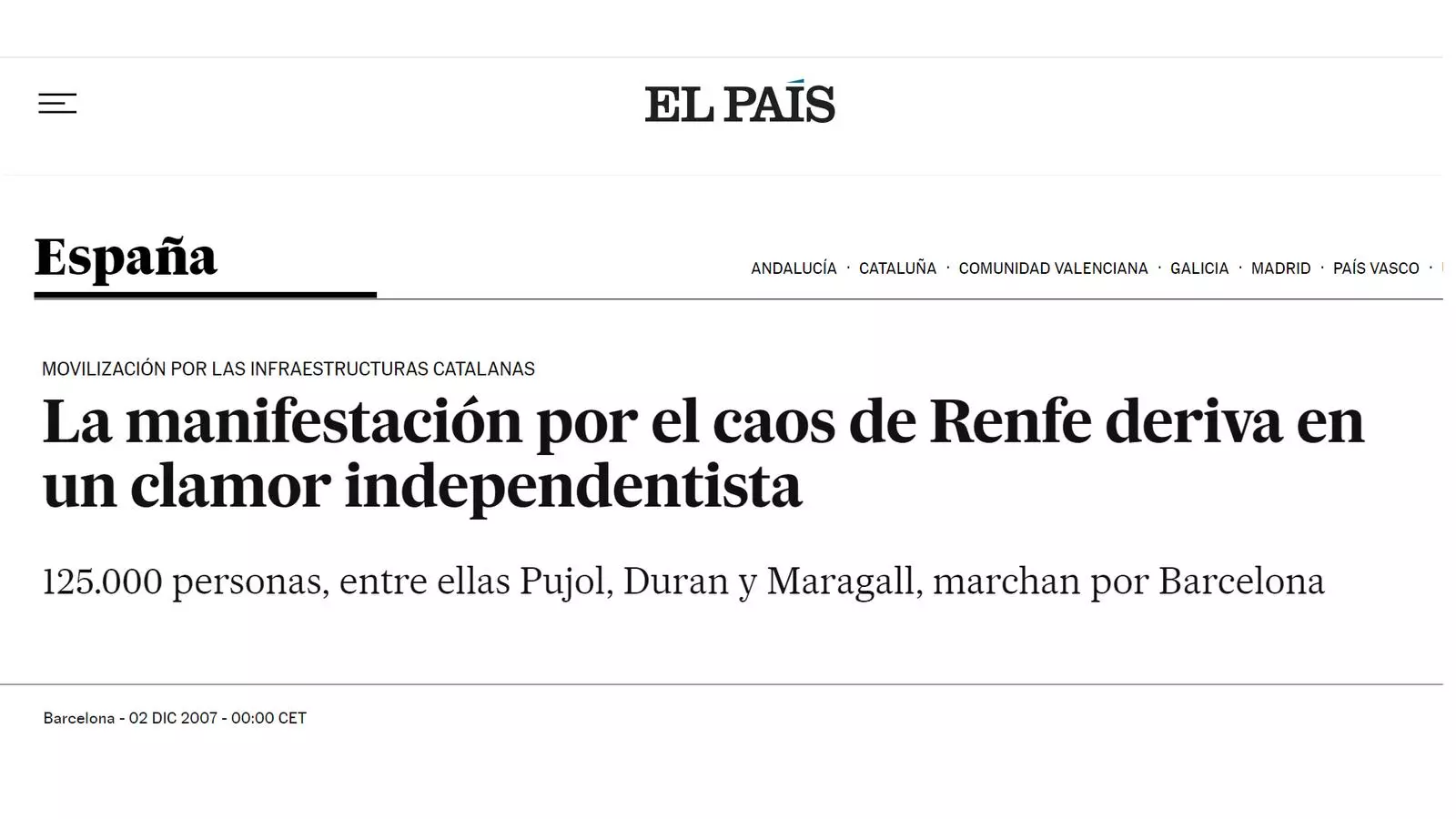 L'anàlisi d'Antoni Bassas: "2007: la manifestació pel caos de Renfe deriva en un clam independentista"