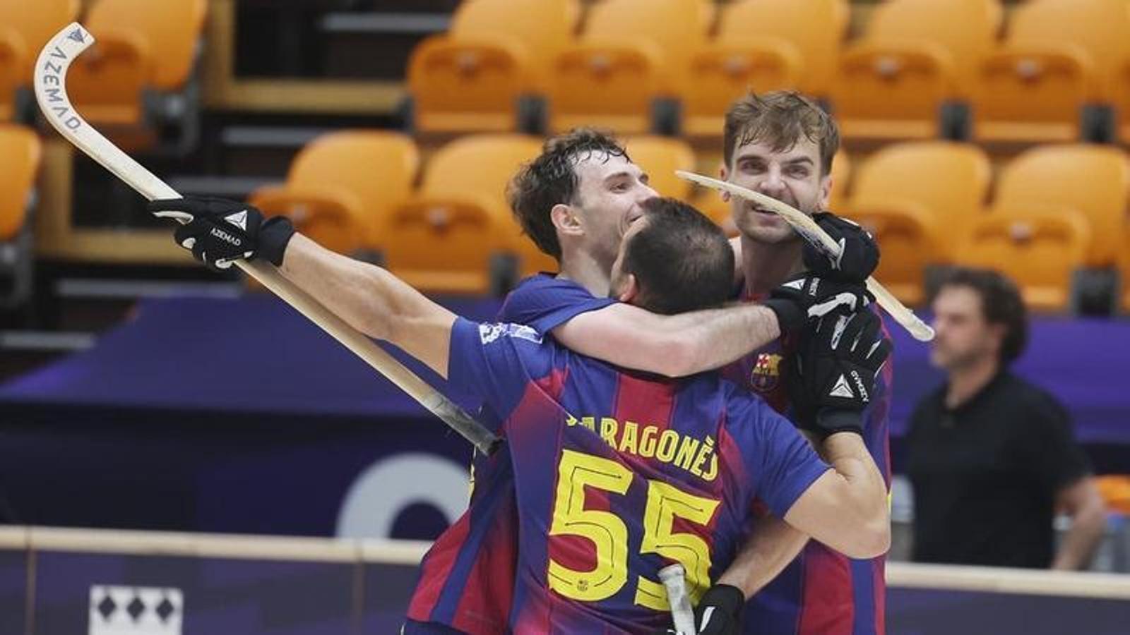 The joy of the Barça roller hockey players