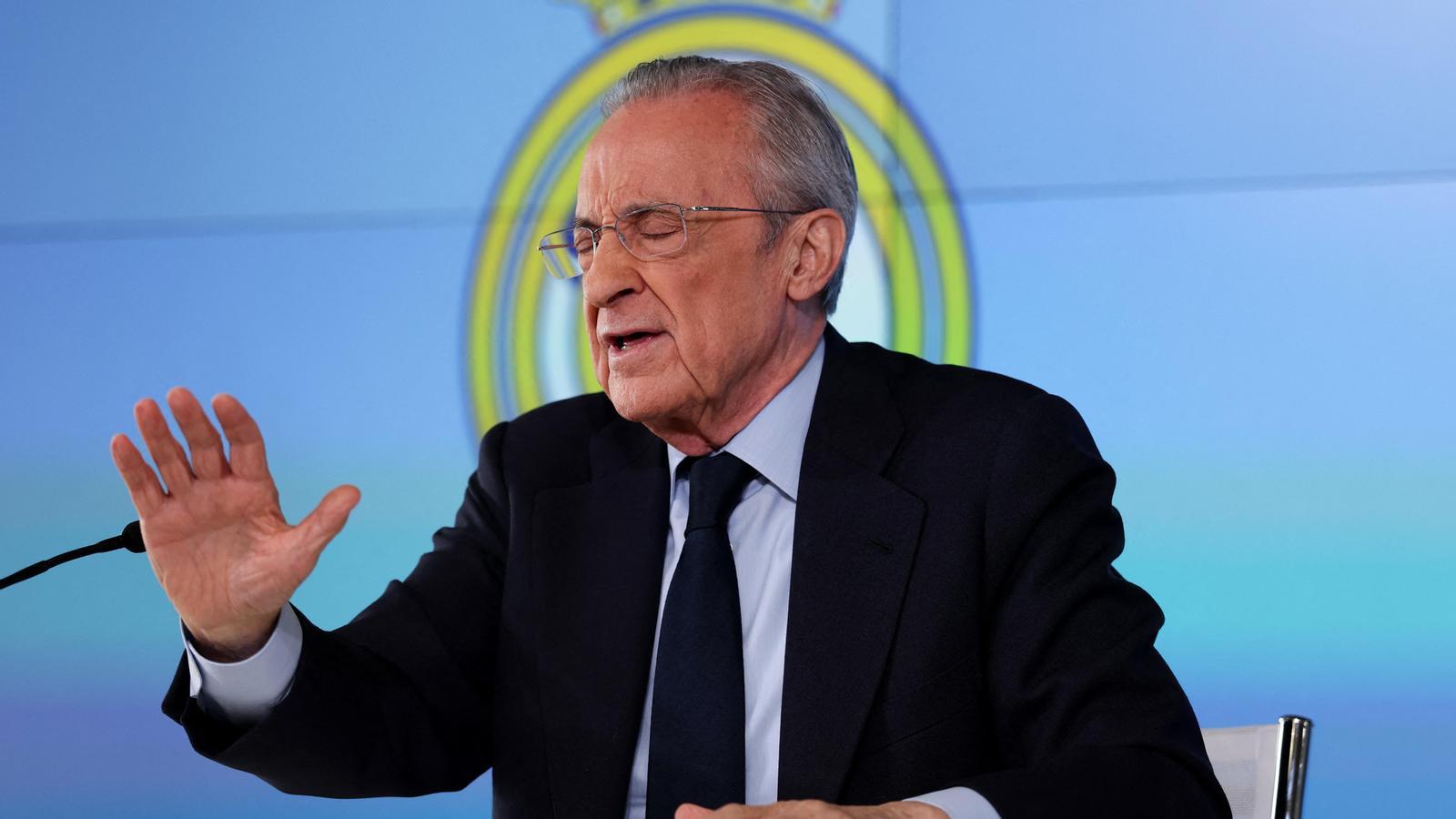 Florentino Pérez, during the press conference on Tuesday where he announced that he would call elections