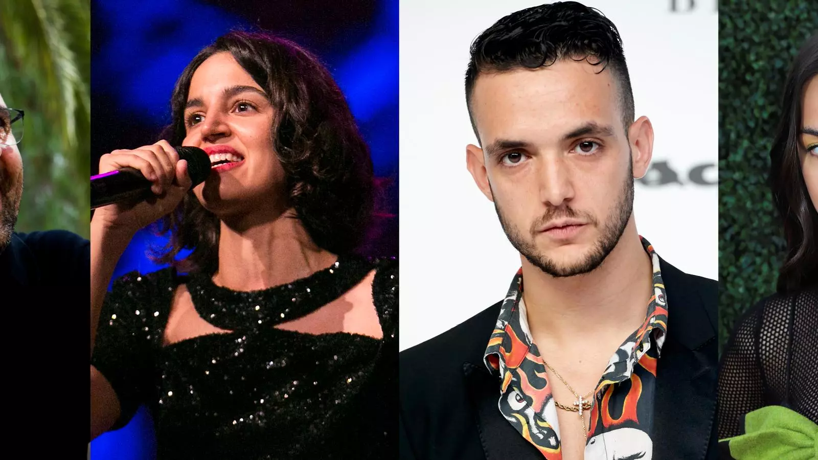 Quatre protagonistes del 2021 musical. Roger Mas, Maria Arnal, C. Tangana i Olivia Rodrigo.