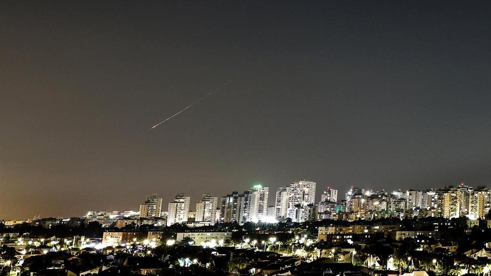 Missile attack from Iran towards Israel, seen from Ashkelon, Israel.