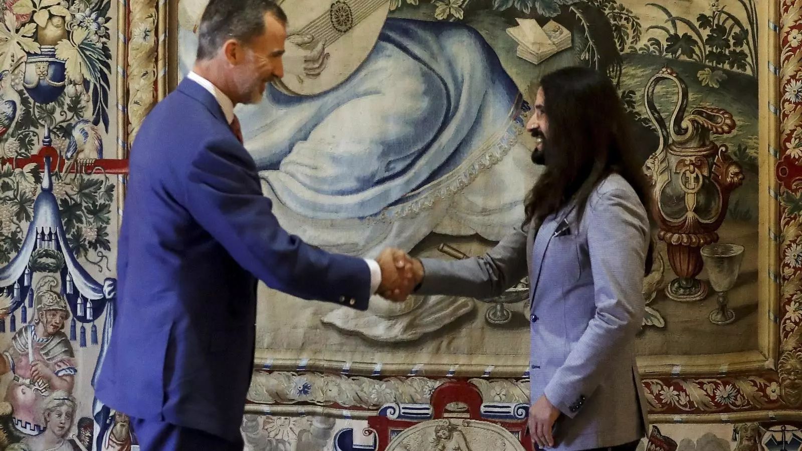 El Rei Felip VI i Baltasar Picornell, presidente del Parlment balear, durant l'audiència celebrada aquest matí al Palau de la Almudaina, a Palma