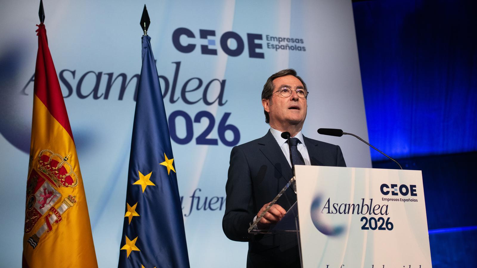 The president of the CEOE, Antonio Garamendi, during the general assembly of the employers' association.