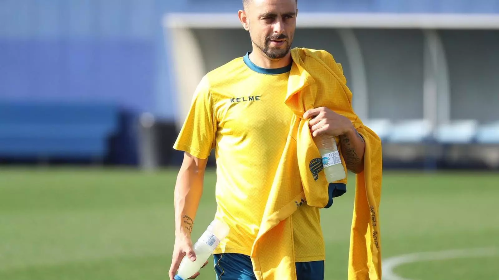 Sergio García, durant un entrenament amb l'Espanyol