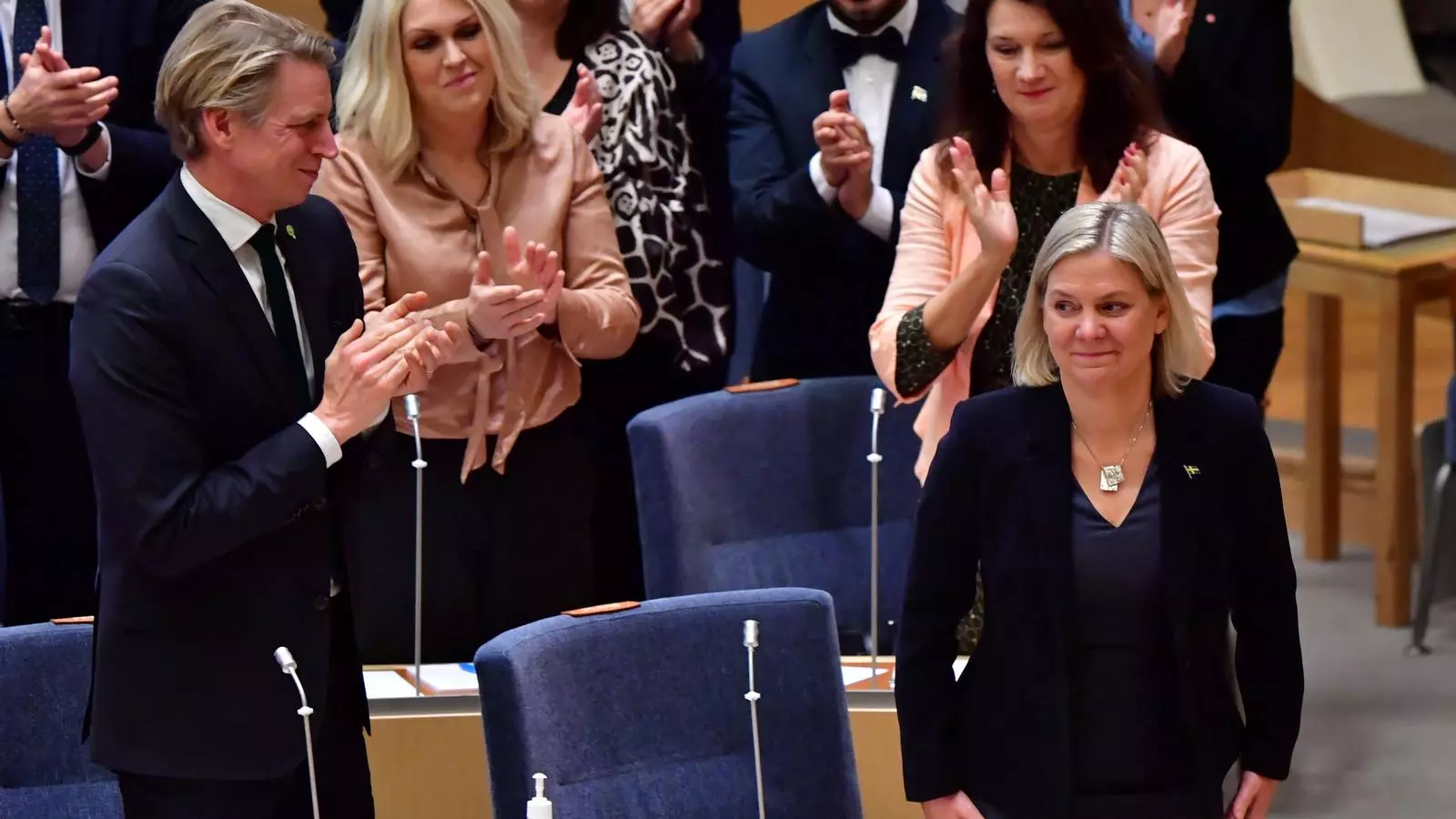 La primera ministra sueca, Magdalena Andersson, després de la segona votació d'investidura