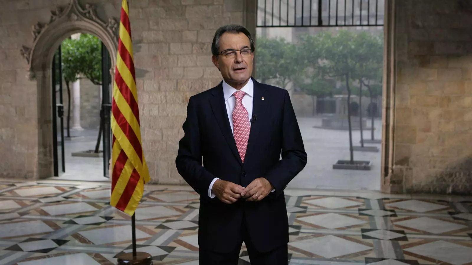 El president de la Generalitat, Artur Mas, durant el missatge institucional de la Diada / JORDI BEDMAR