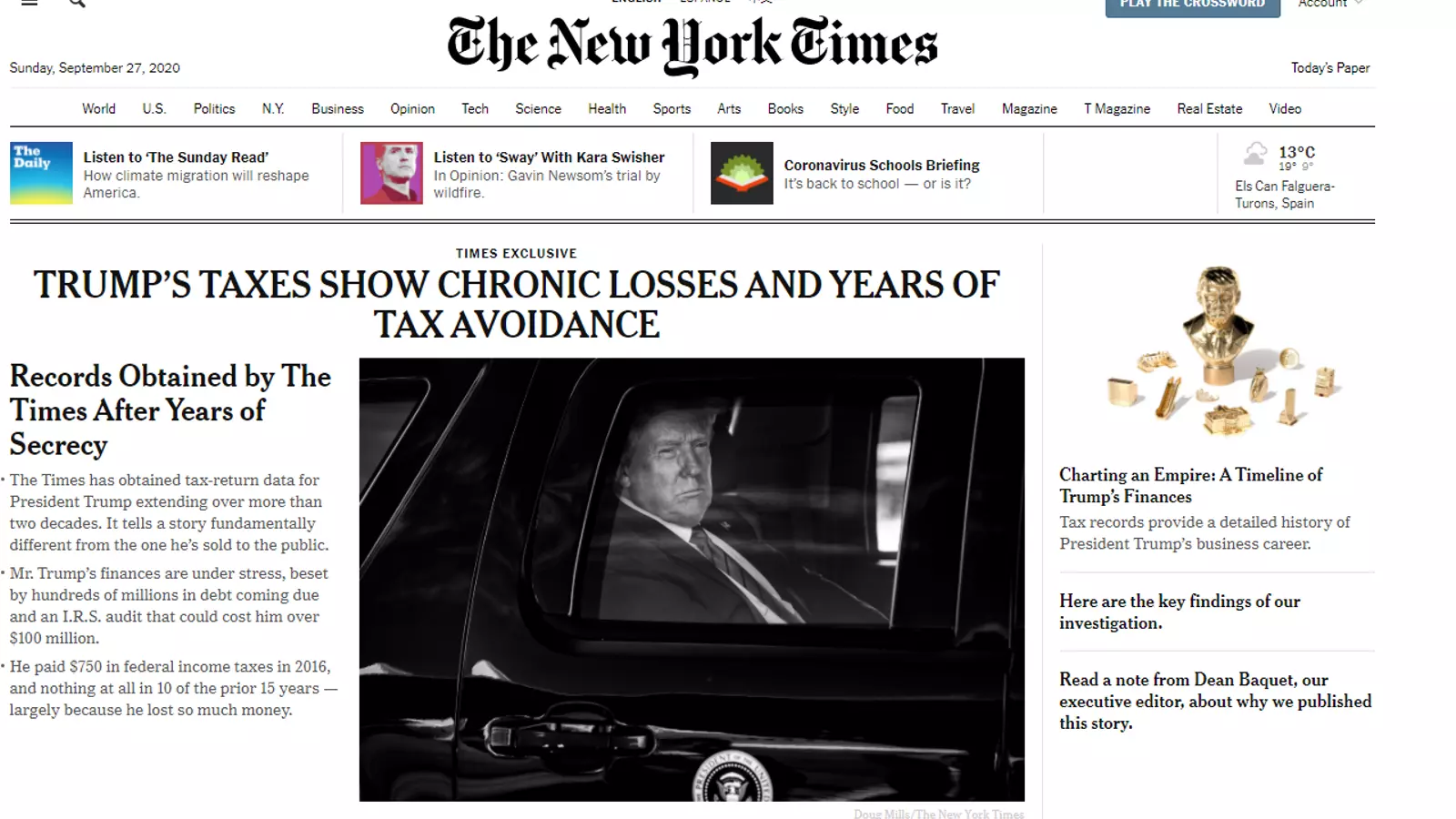 La informació publicada a The New York Times