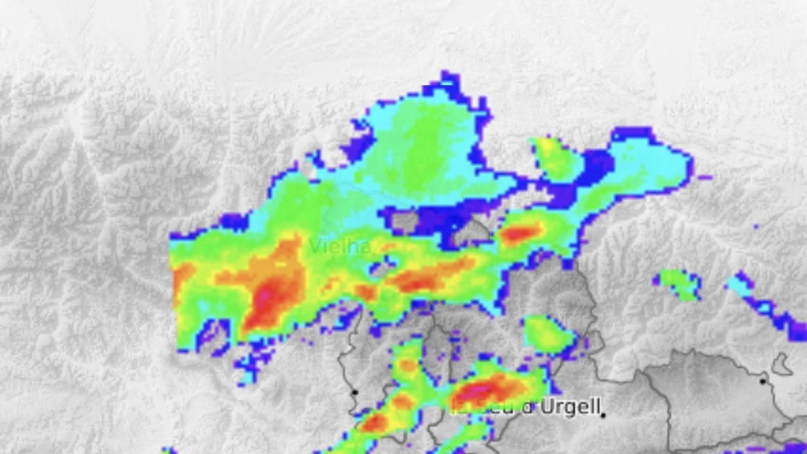 Rain weather radar image.