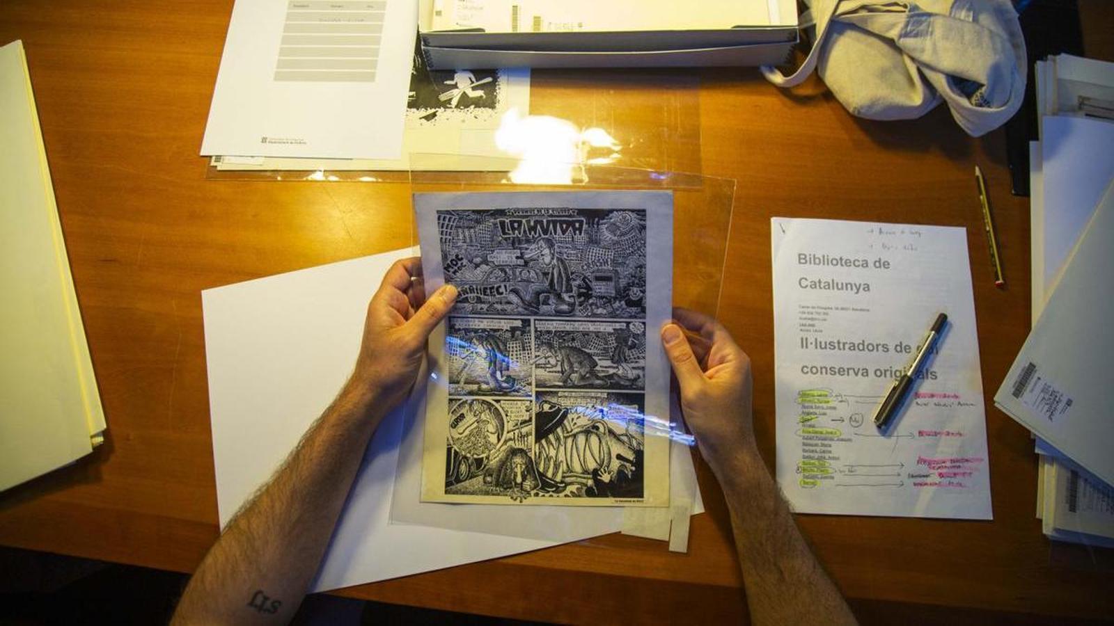 Comic originals at the Library of Catalonia.