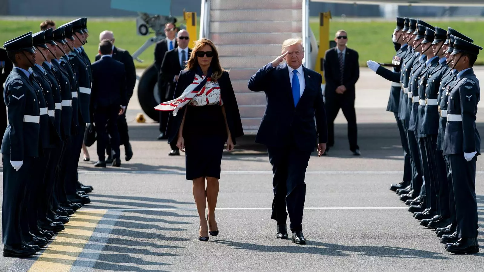 Donals Trump o Melania Trump aterrizan al aeropuerto de Stansted