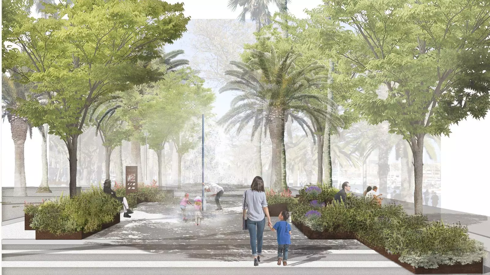 Imatge del render de refugis climàtics del Port Vell.