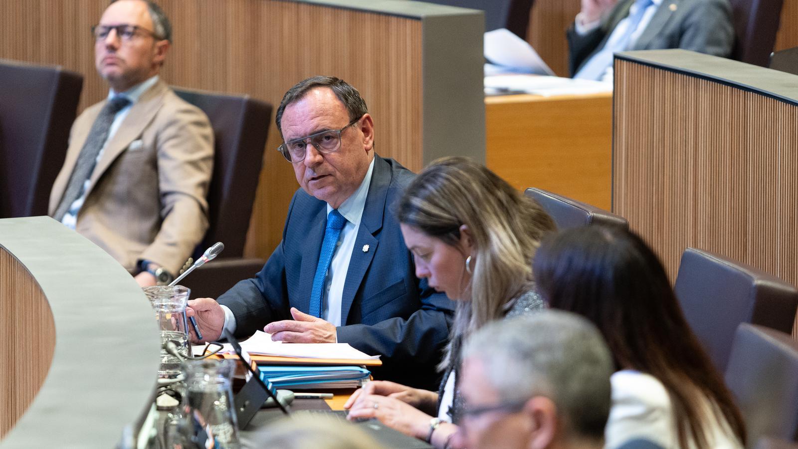 El president del grup parlamentari Demòcrata, Jordi Jordana, en una sessió de Consell General.