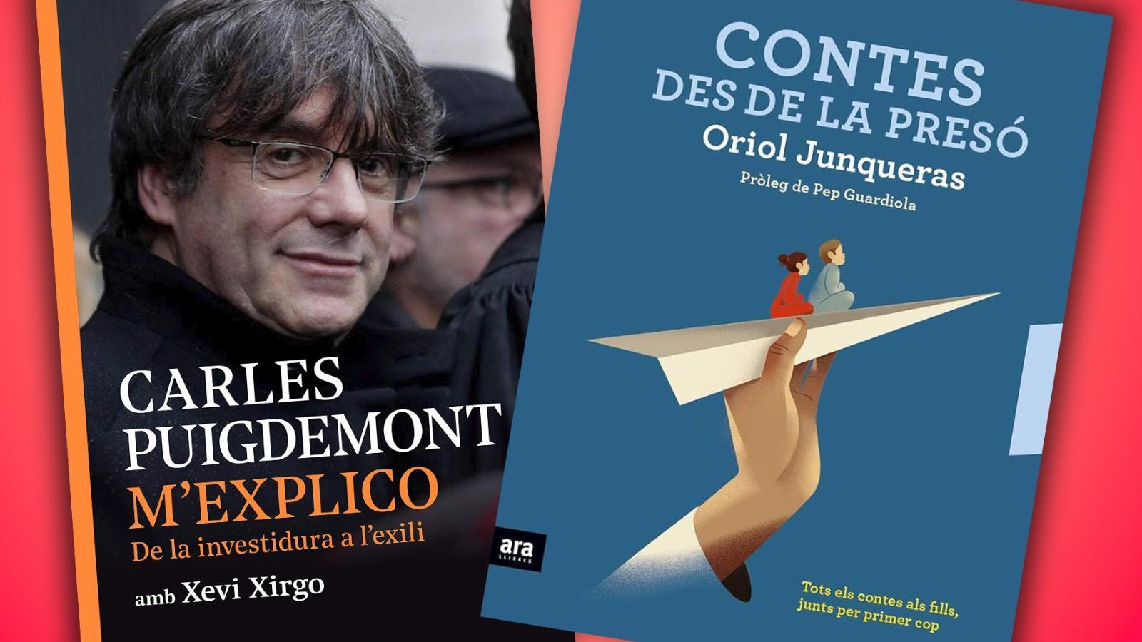 Montaje de dos libros publicados por Carles Puigdemont y Oriol Junqueras