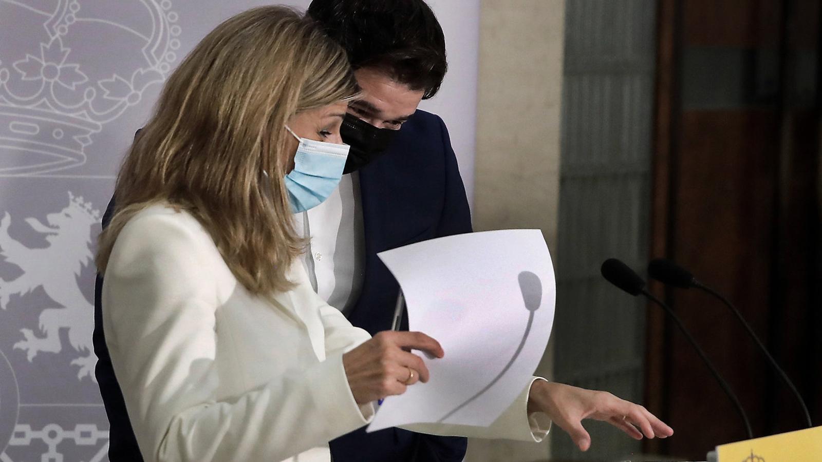 La vicepresidenta del govern espanyol, Yolanda Díaz, amb el líder d’ERC a Madrid, Gabriel Rufián.