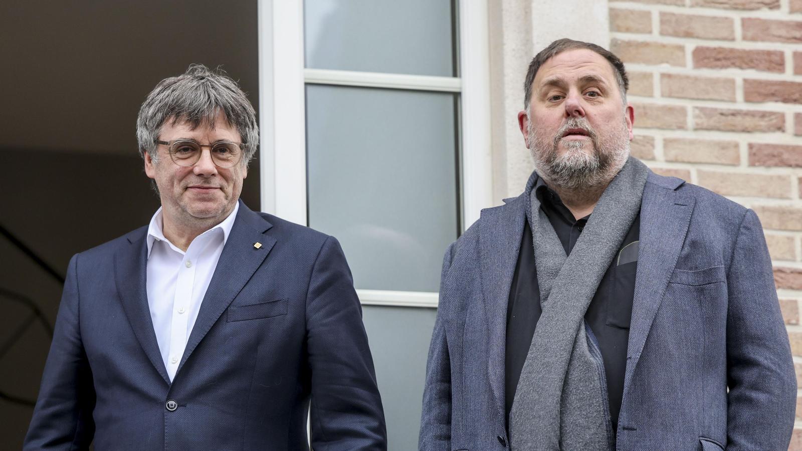 Oriol Junqueras and Carles Puigdemont meet in Waterloo