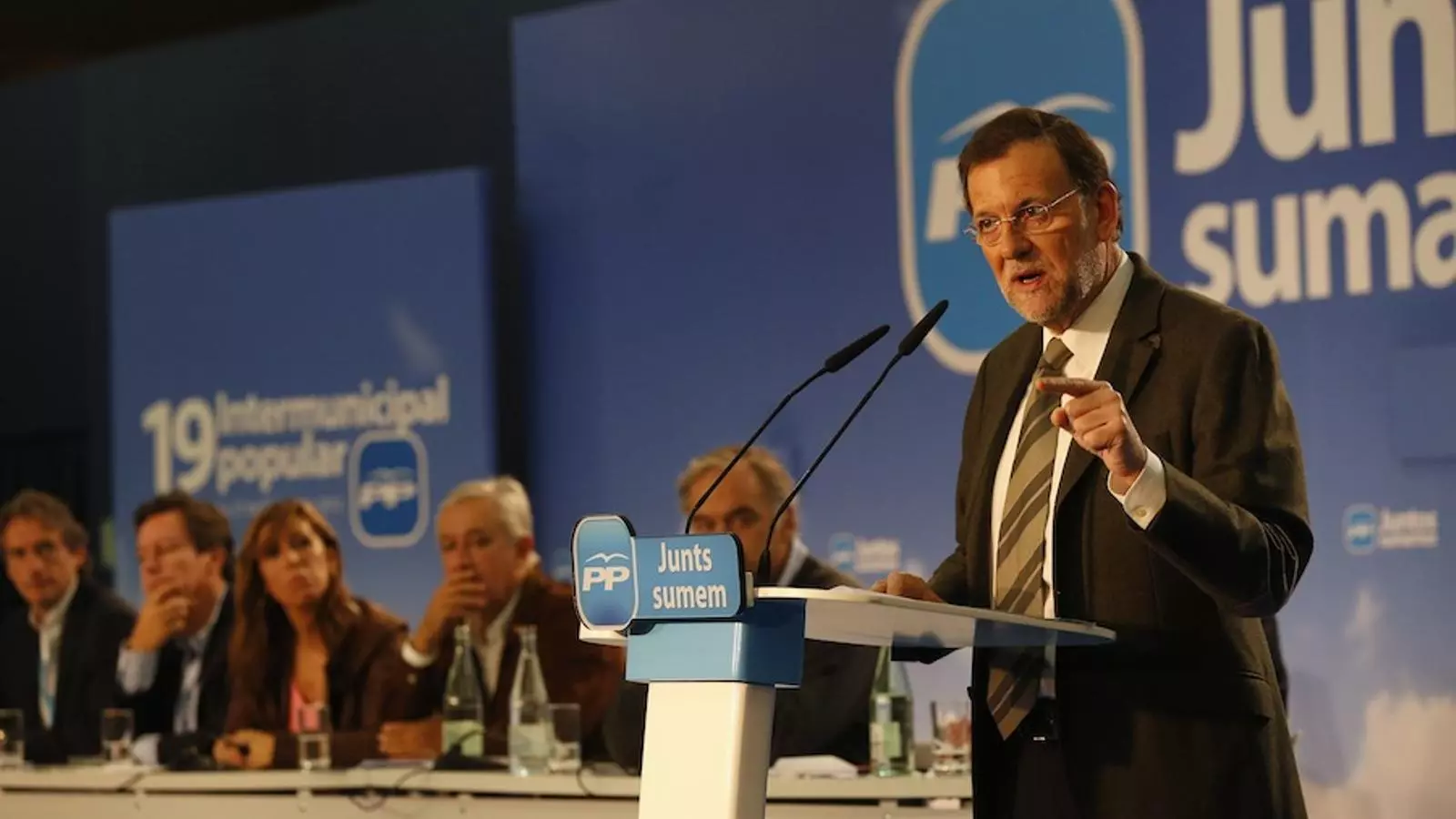 Mariano Rajoy durant la seva intervenció a l'encontre intermunicipal del partit a Barcelona