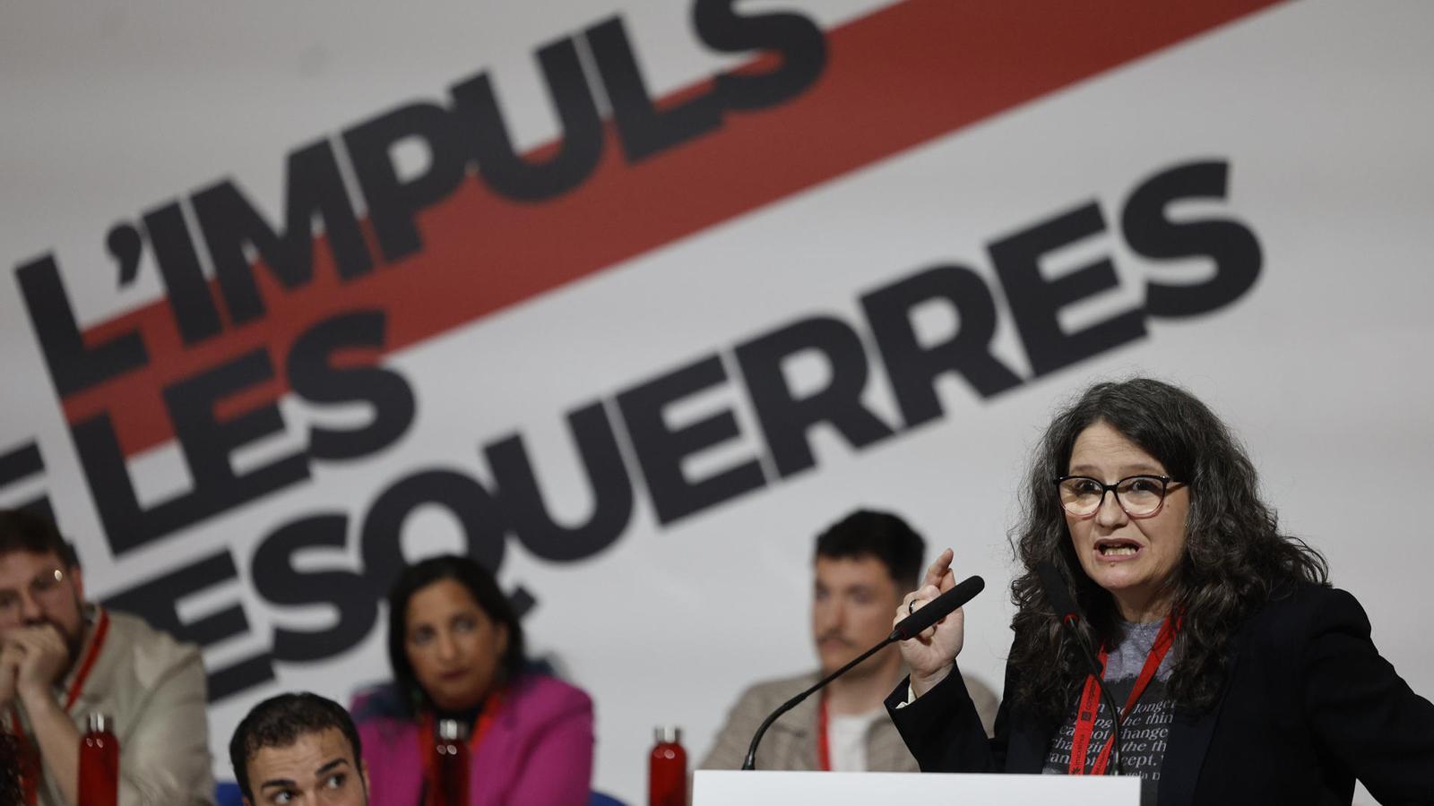 The former Valencian vice-president Mónica Oltra during the congress of Iniciativa-Compromís held this Saturday.