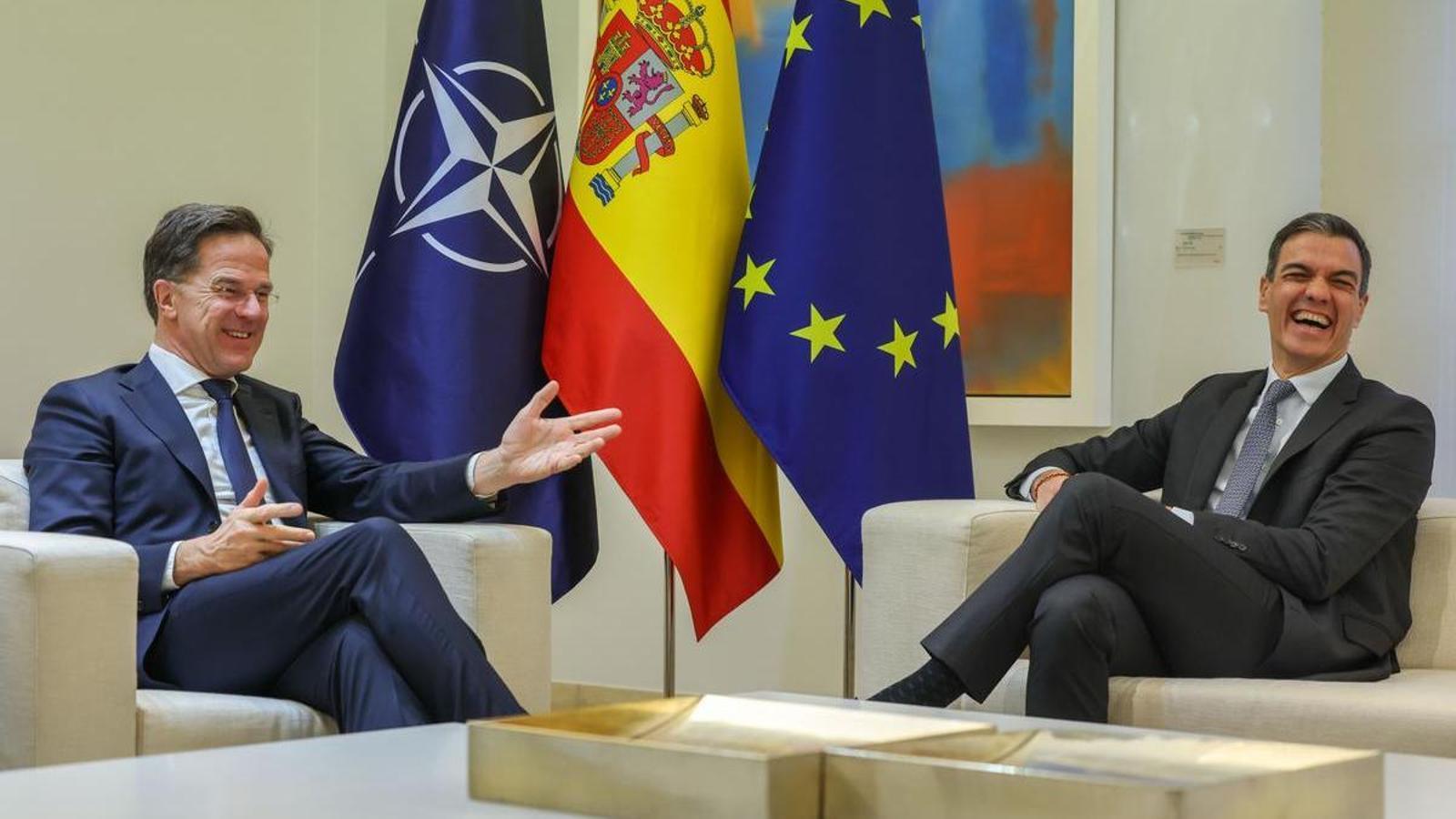 Rutte y Sánchez en el encuentro de esta tarde en la Moncloa.