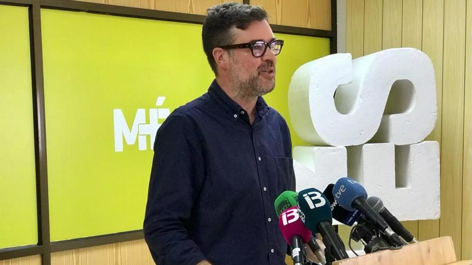 L'encara coordinador de MÉS per Mallorca, Antoni Noguera, durant la roda de premsa que ha fet aquest dimarts.
