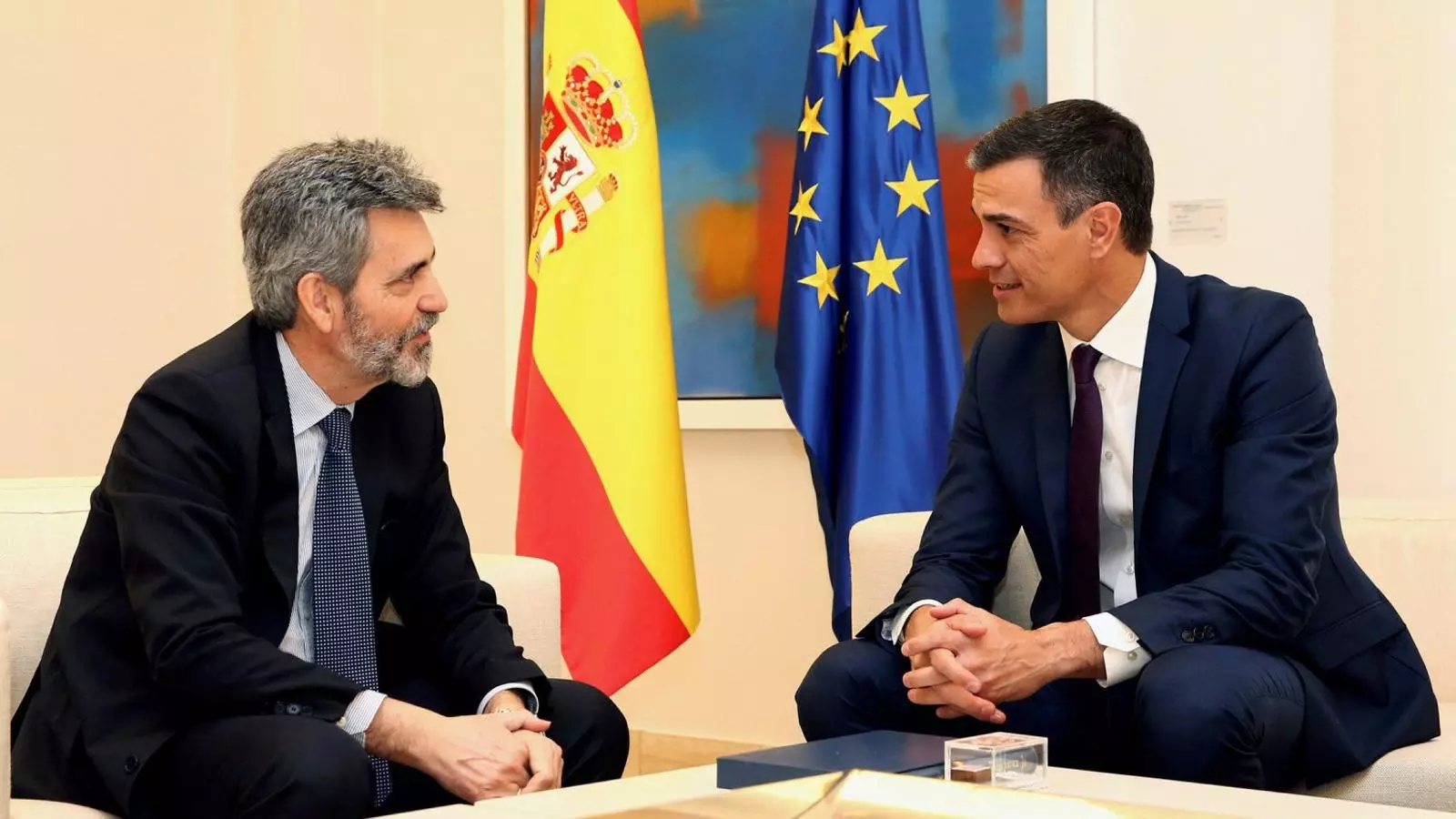 Carlos Lesmes i Pedro Sánchez reunits a la Moncloa el 2019.