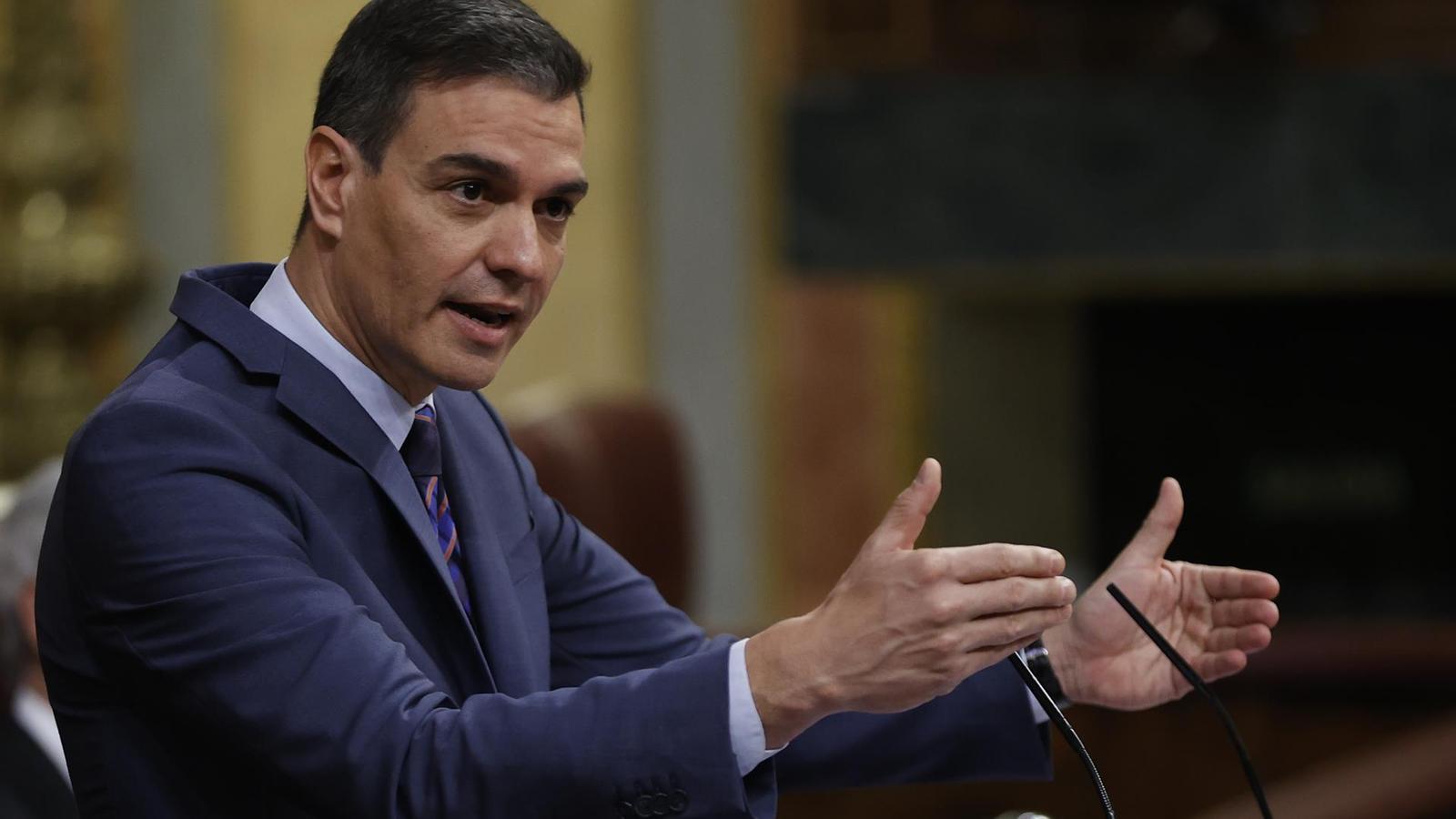 Pedro Sánchez durant el debat al Congrés.