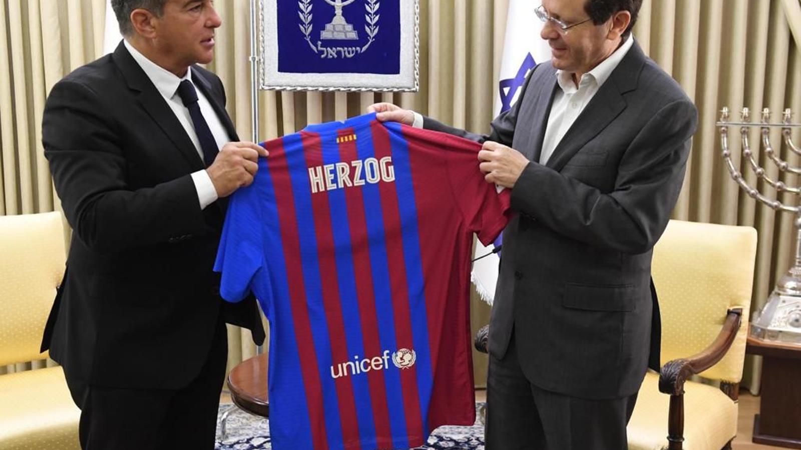 Laporta, amb el president d'Israel, Isaac Herzog.