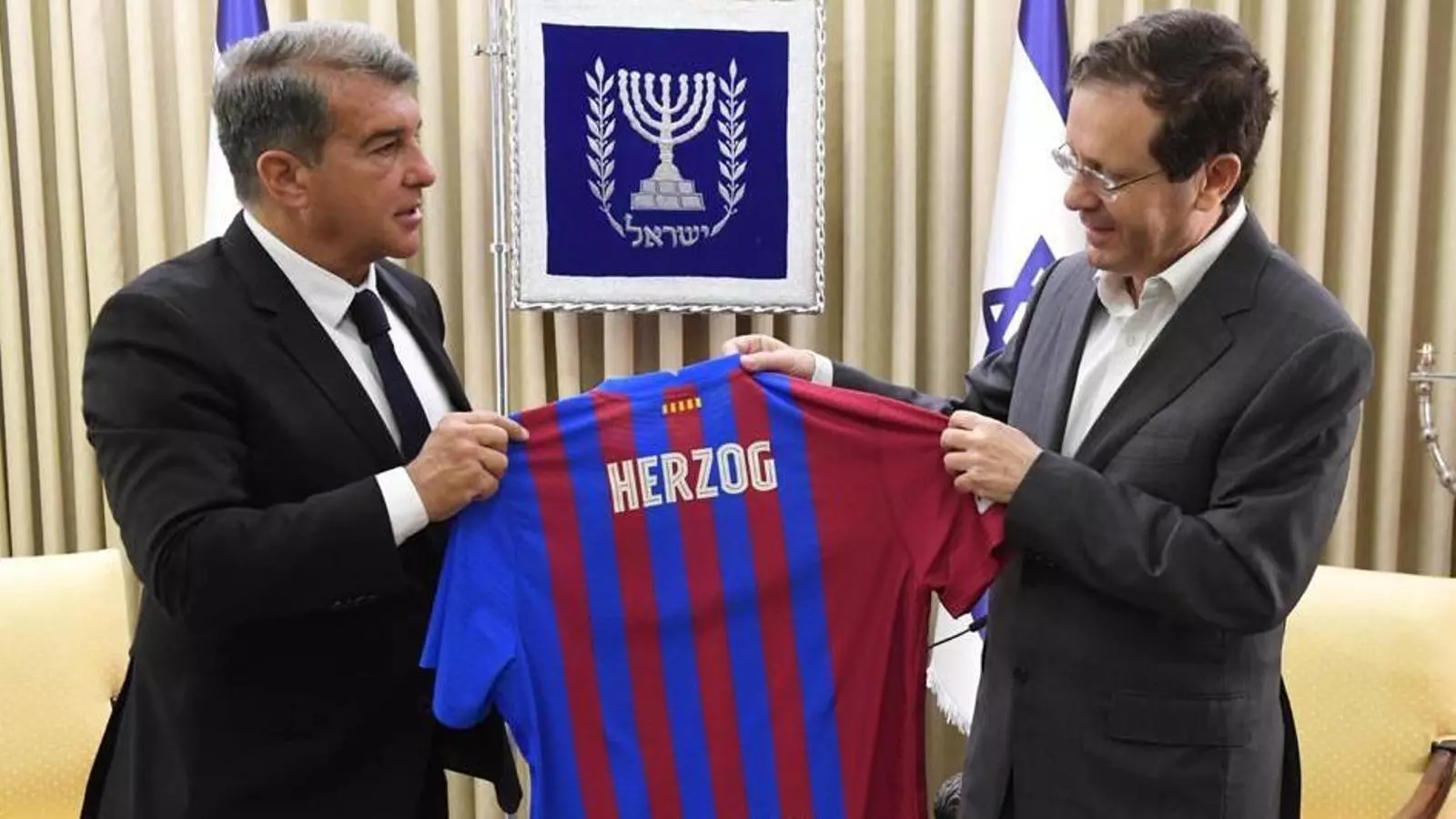 Laporta, amb el president d'Israel, Isaac Herzog.