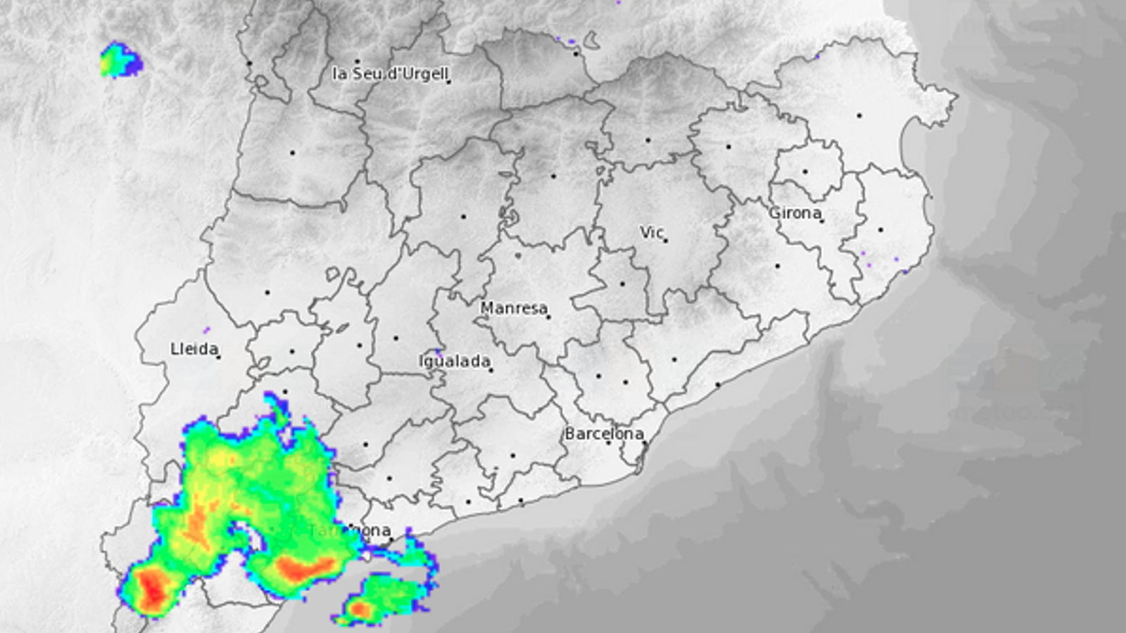 Imatge del radar poc abans de les 16 h