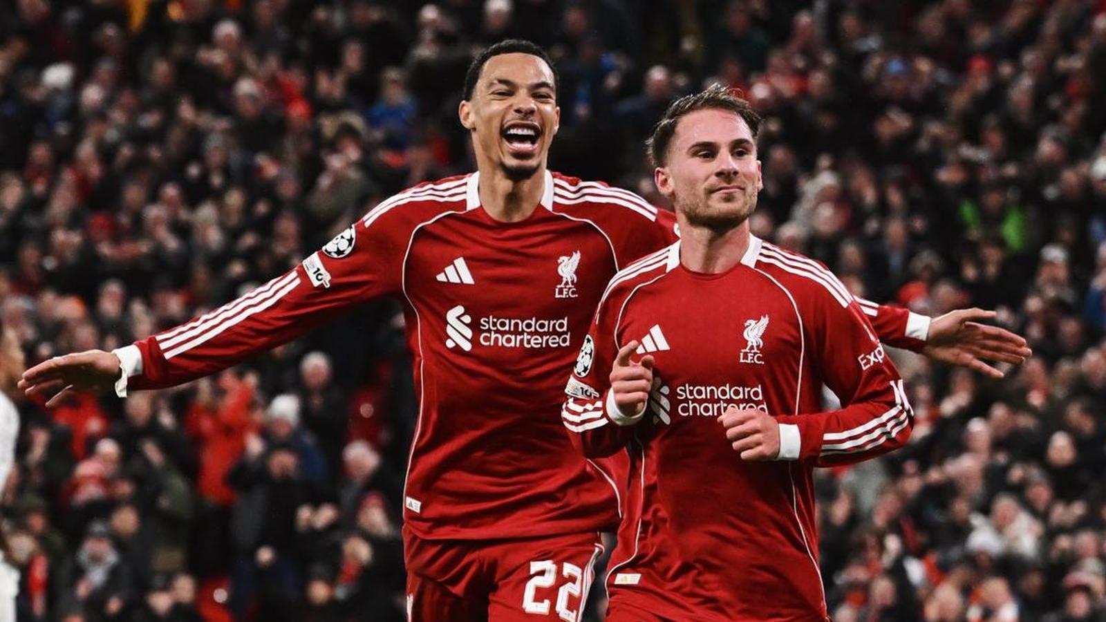 MacAllister, celebrating Liverpool's goal against Real Madrid