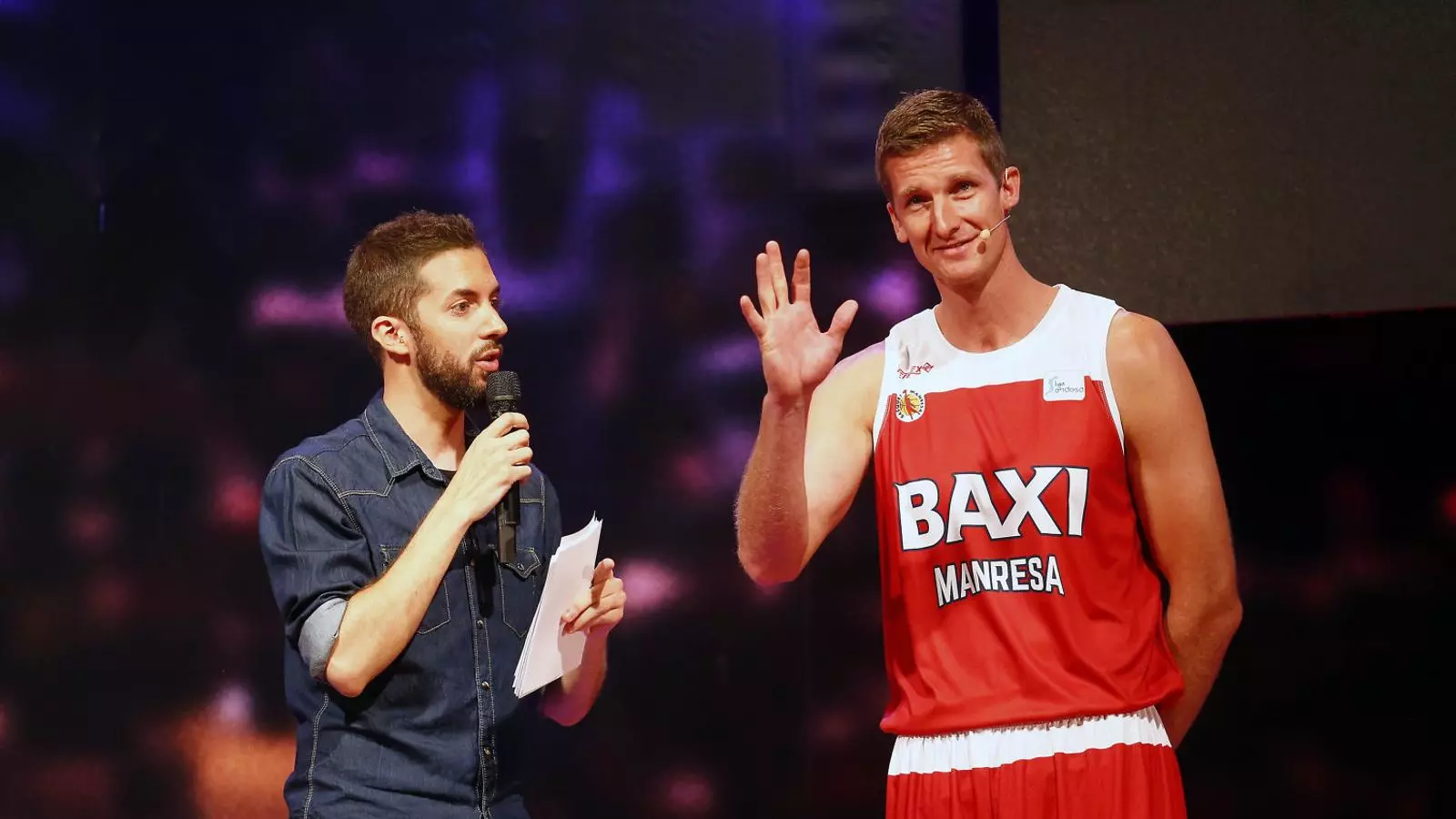David Broncano i Justin Doellman durant la presentació de la Lliga Endesa.