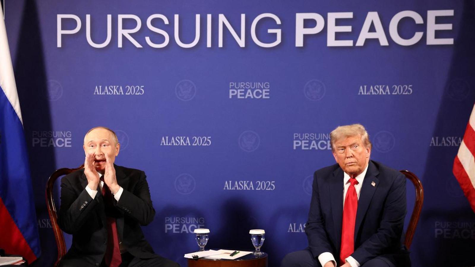U.S. President Donald Trump with Russian President Vladimir Putin in Anchorage, Alaska.