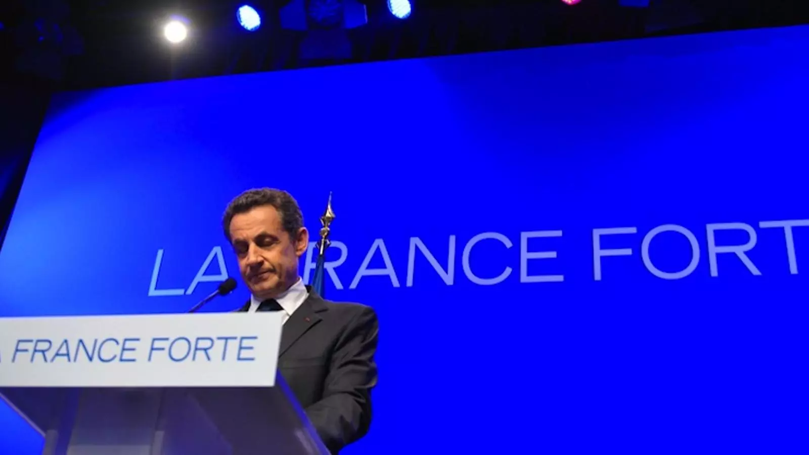 Nicolas Sarkozy en el seu discurs de comiat. AFP