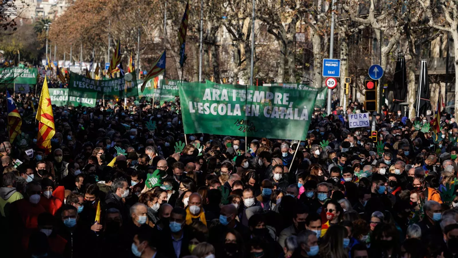 Miles de personas se han manifestado en las calles de Barcelona en defensa de la inmersión.