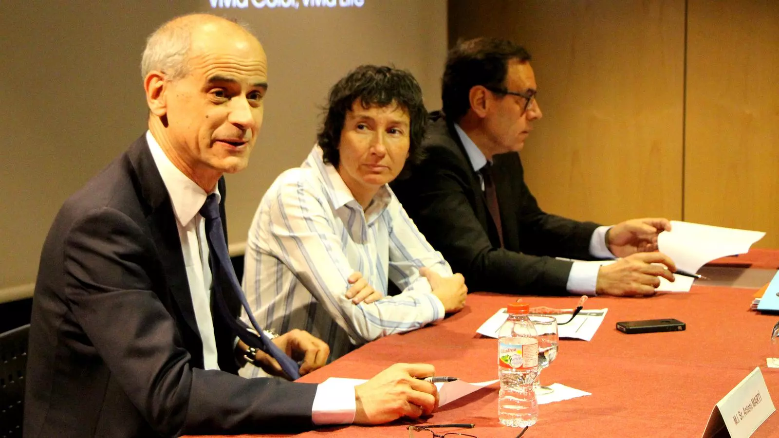 Consol Naudí, al costat del cap de Govern, Toni Martí, durant les negociacions amb els comuns sobre competències i transferències. / ARXIU ANA