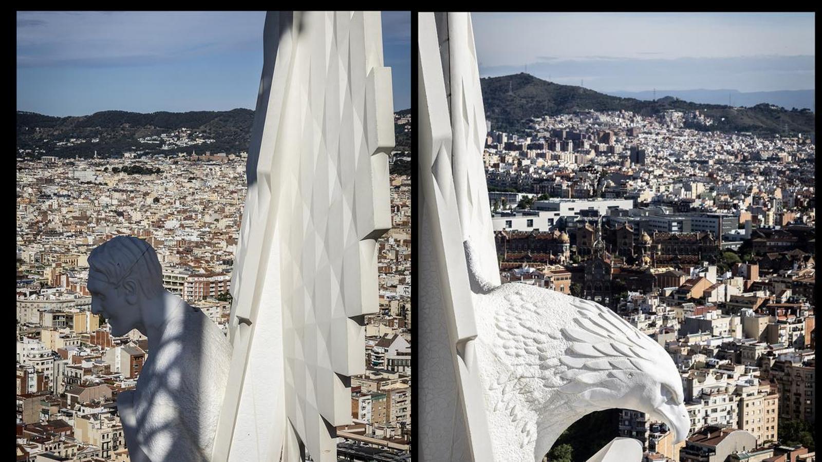 On the left, the man, who represents Saint Matthew, and on the right, the eagle, which symbolizes Saint John.
