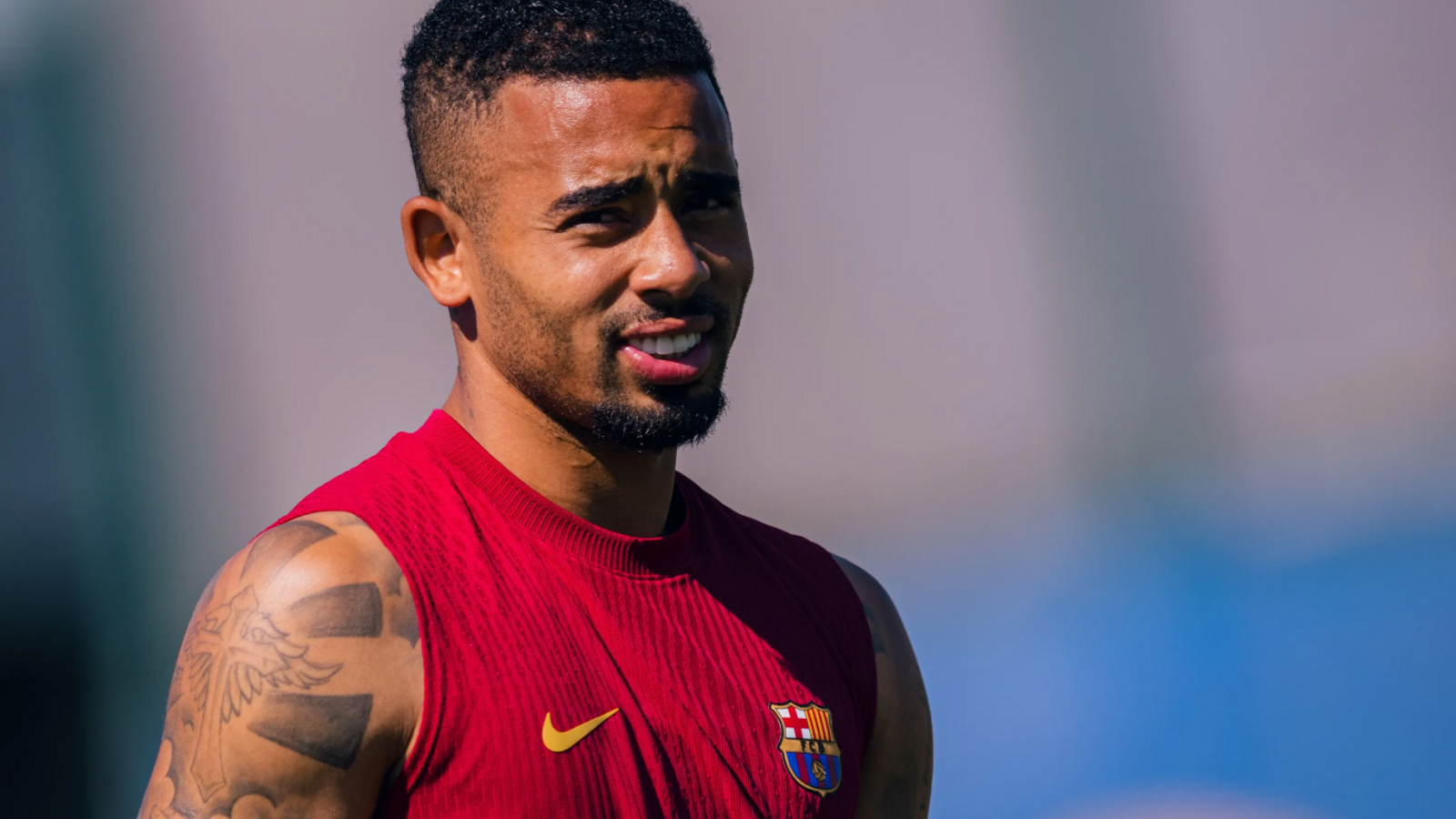 Gabriel Jesus durante un entrenamiento con el Barça
