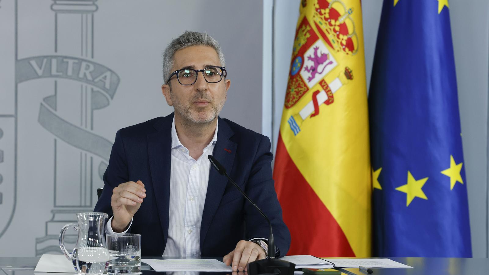 The Minister of Finance, Arcadi España, during the appearance.