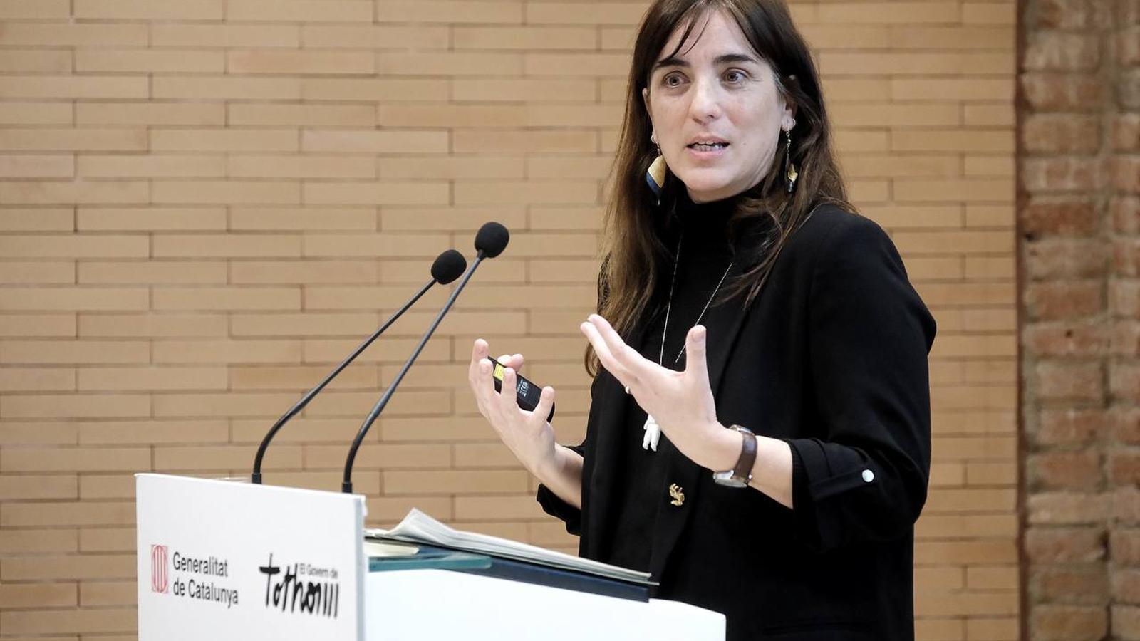 The Minister of Research and Universities, Núria Montserrat, this Wednesday at the meeting with the directors of the CERCA centers.