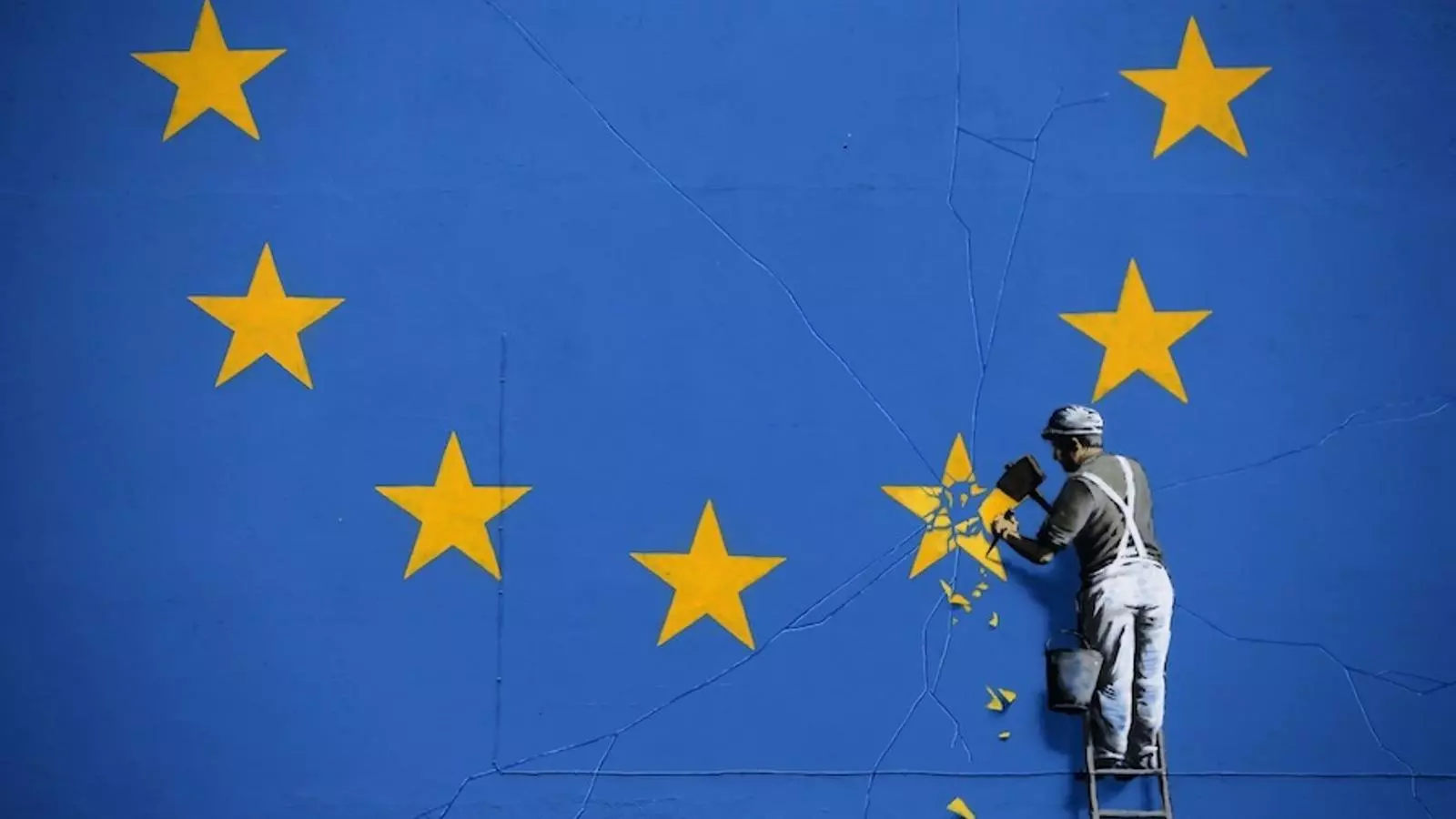 Detall del mural de Banksy contra el Brexit