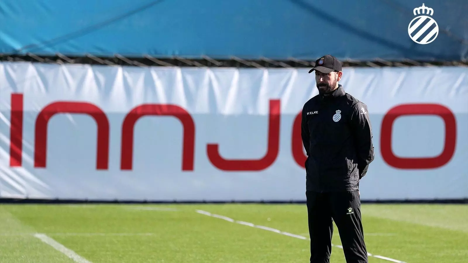 Pablo Machín, durant un entrenament de l'Espanyol