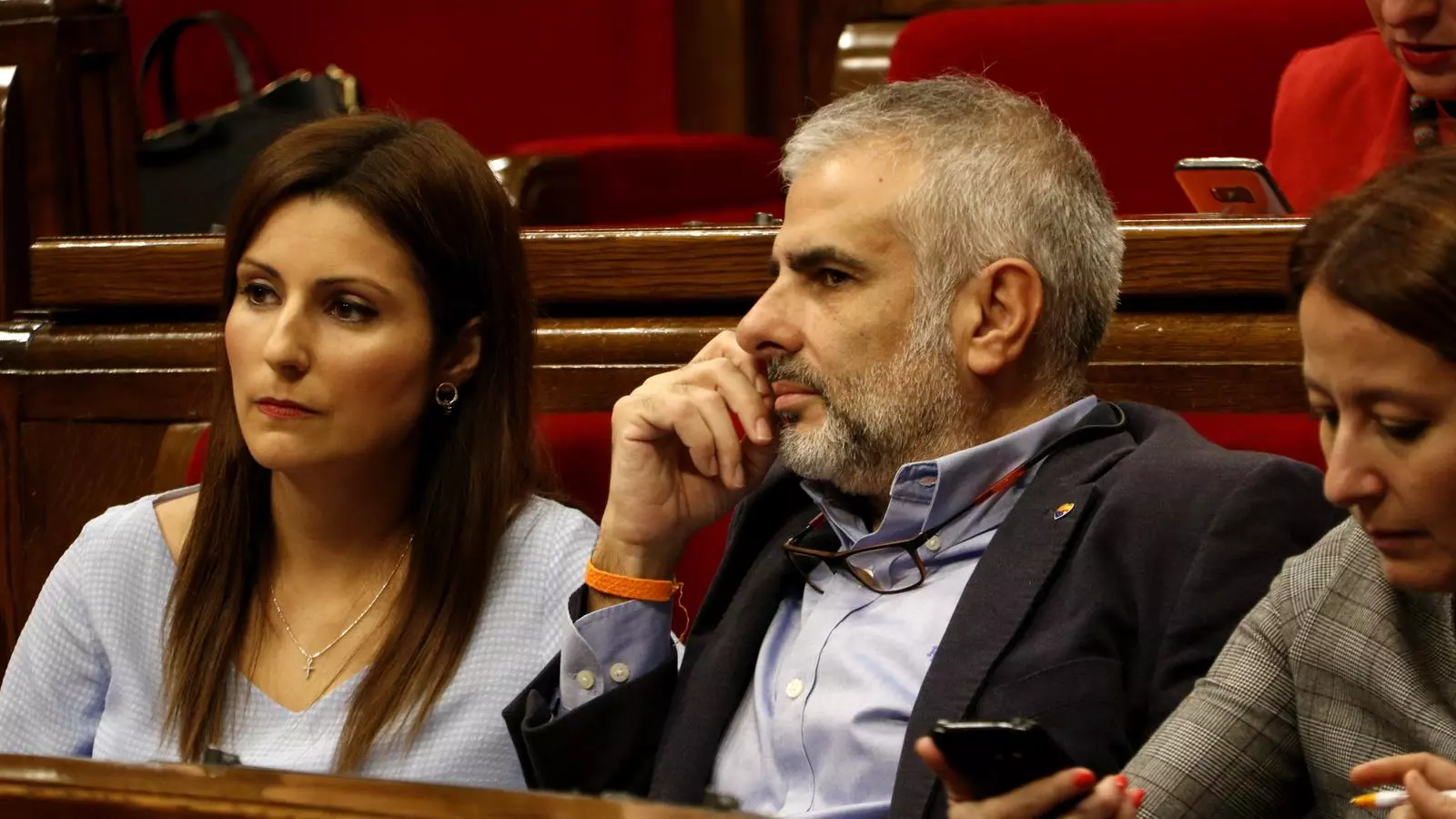 Els diputats Lorena Roldán i Carlos Carrizosa, aquest matí al Parlament