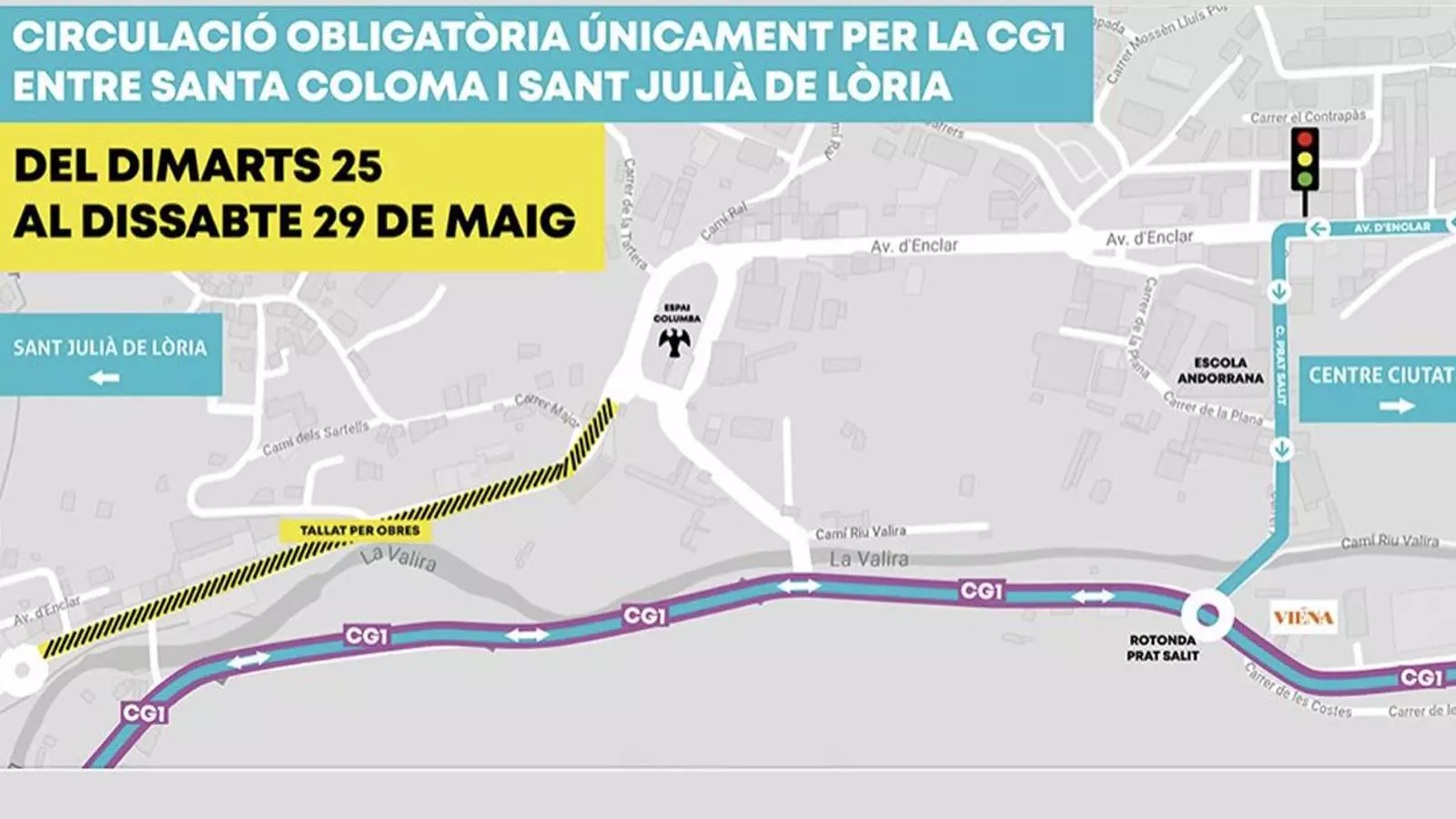 Circulació modificada pel centre de Santa Coloma.